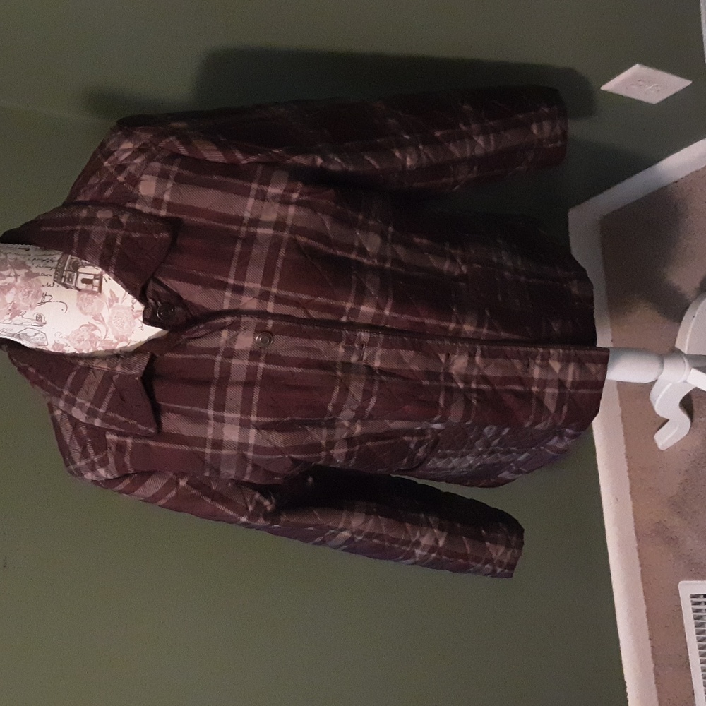 Womans Studio Works Brown Plaid jacket Size PXL